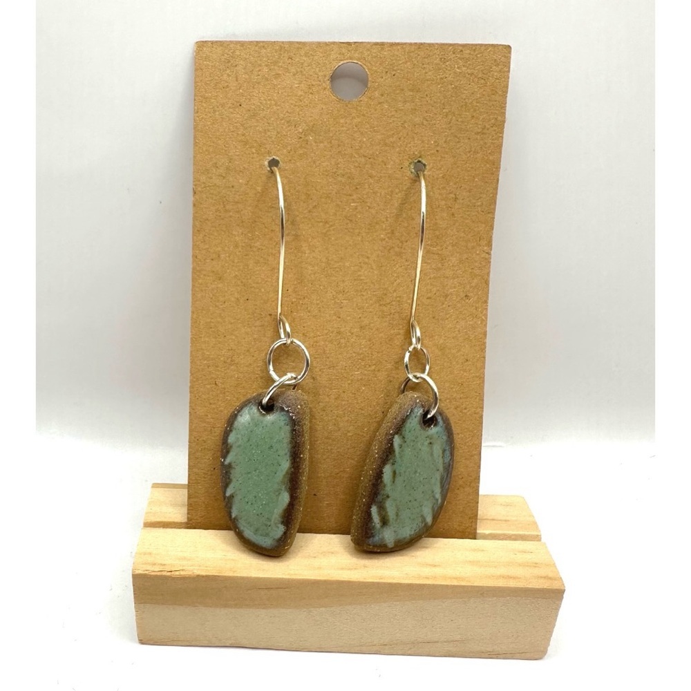 Handcrafted pair of Lightweight drop earrings, featuring artisan ceramic beads